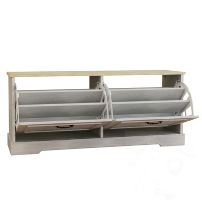 2 Flip Drawers Bench with Adjustable Shelf