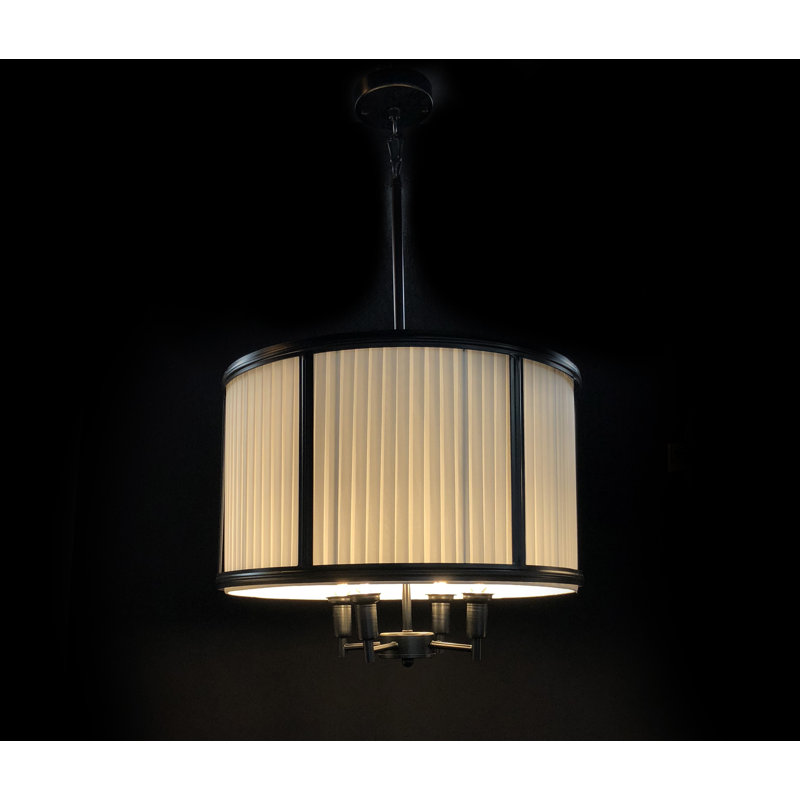 Lustre cylindrique unique et remarquable à 4 lumières Samara, Noir mat