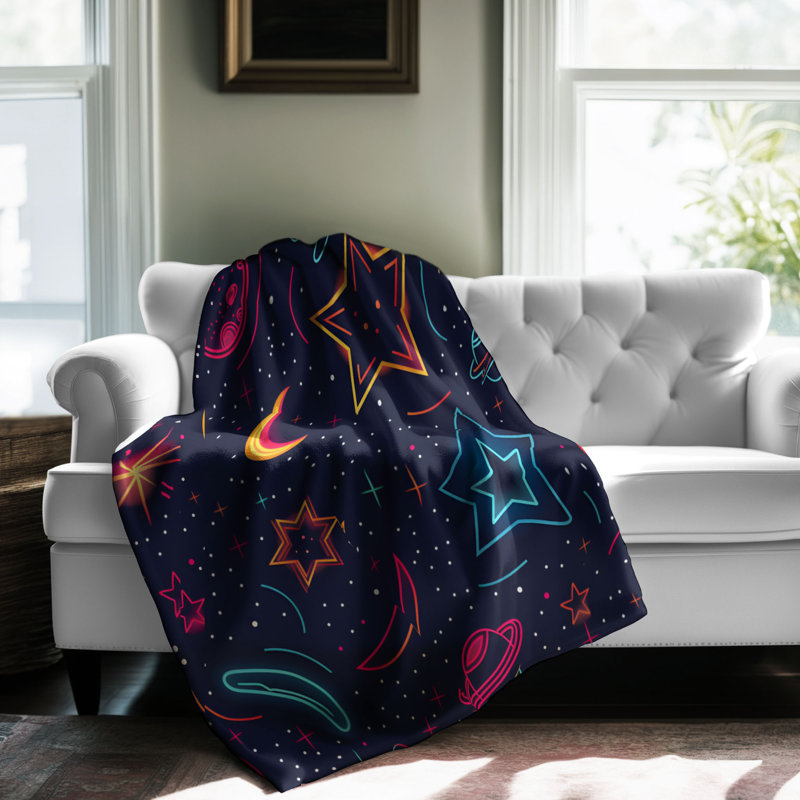 Stardust Neon Fantasy - Couverture Sherpa de qualité supérieure 1 pièce, Grand lit
