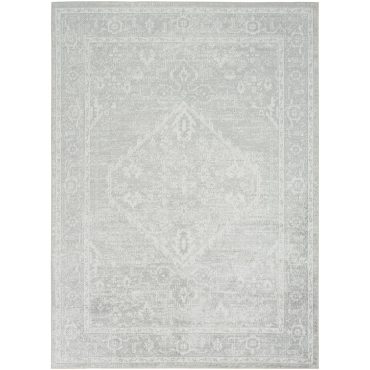 Bungalow Rose Harleigh Machine Washable Light Grey Vintage Indoor Rug