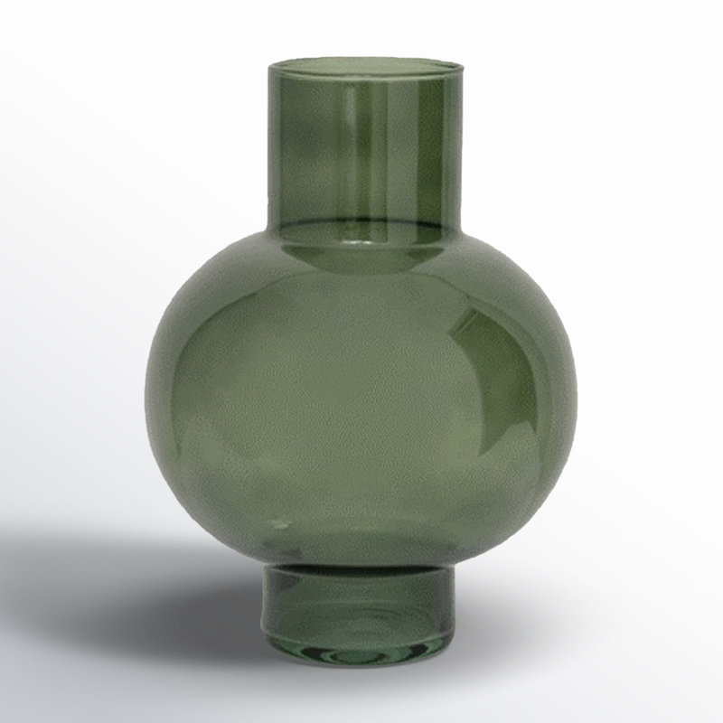 Clarabelle Glass Table Vase, Duck Green, 9.45" H x 3.15" W x 7" D