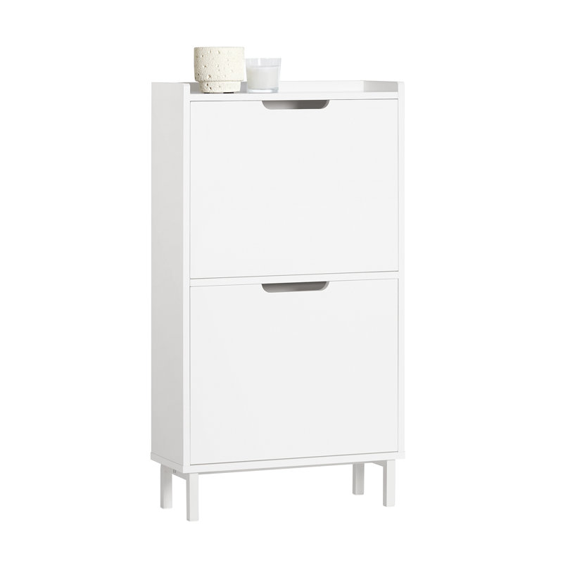 Shoe Storage Cabinet for Entryway with 2 pull-down drawers, 35.4" H x 19.7" W x 7.5" D, White