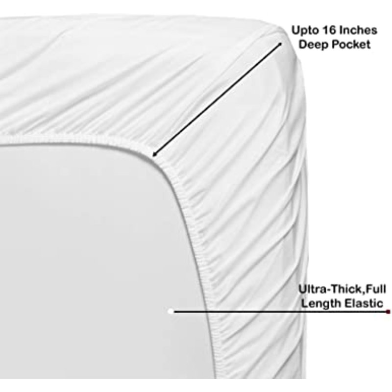 Ensemble de draps en microfibre de satin, Blanc, Très grand