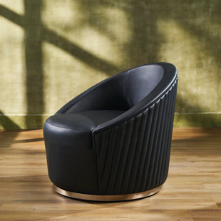 Fauteuil pivotant en cuir Dawson noir