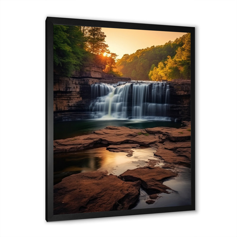 Alabama, cascades majestueuses en automne, H 44 po x l 34 po x P 1,5 po, Cadre photo noir