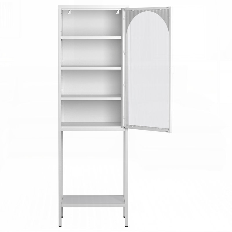 Armoire de rangement à 5 niveaux avec portes en verre trempé et tablettes réglables pour des solutions de rangement modernes