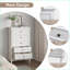Commode, commode de rangement blanche moderne à 5 tiroirs avec pieds en bois massif | Blanc | Bois