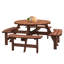 Ensemble de table de pique-nique 8 personnes avec 4 bancs intégrés et trou pour parasol, brun-1914319776