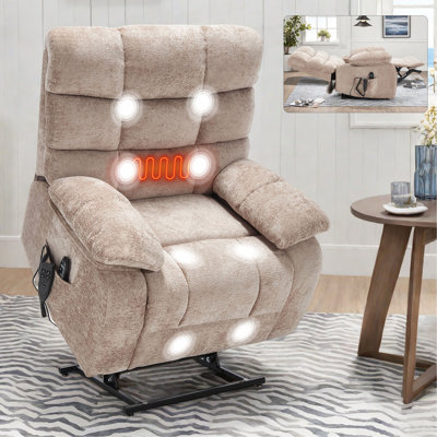 Fauteuil inclinable de massage thermique Lift Lift à deux moteurs avec position infinie jusqu'à 350 LBS