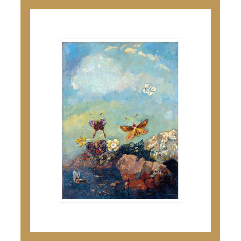 «Butterflies» par Odilon Redon, impression giclée sur cadre, H 16,58 po x l 13,75 po
