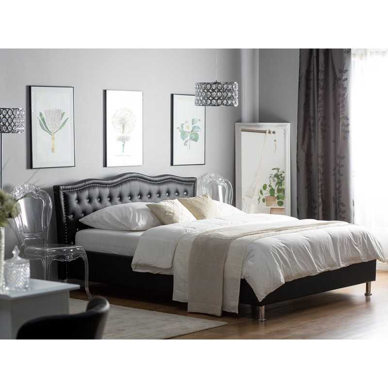 Oasis Upholstered Bed, European Kingsize (160 x 200 cm), Black