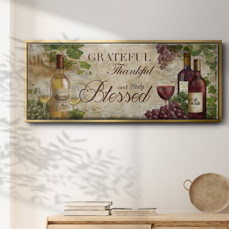 Grateful Wine - toile encadrée, H 20 po x l 50 po