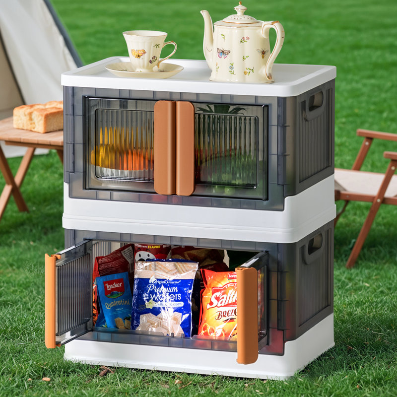 Collapsible Storage Bins With Lids, Stackable Storage Bins With Doors And Wheels