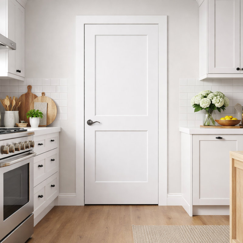 Porte intérieure 2 panneaux Shaker, centre creux, panneau de fibres à densité moyenne apprêté, 18 po x 80 po, Reversible