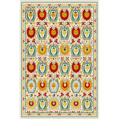 Multi-Colored Traditional Motif Decorative Rug
