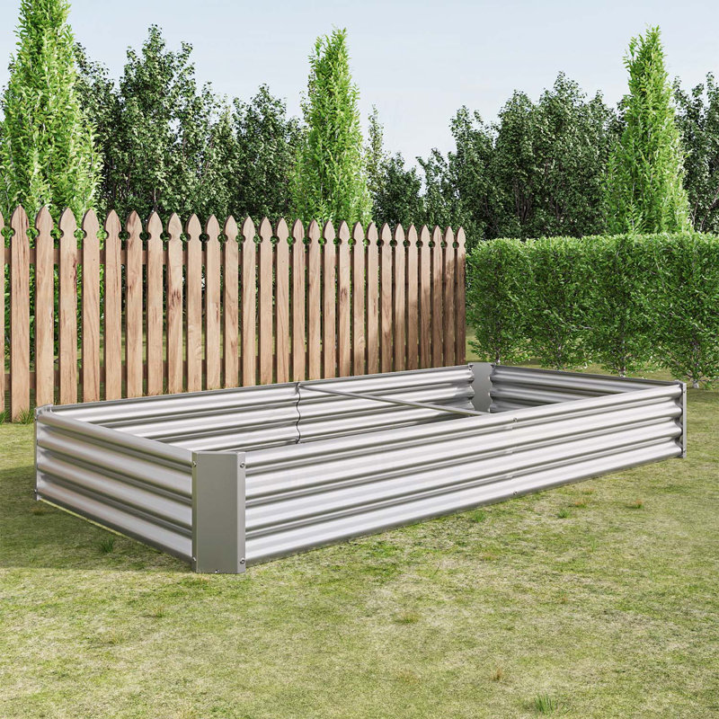 Jardinières en métal avec conception antirouille durable, Argent, 8 x 4 x 1 pi