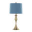 Ensemble de 2 lampes de table contemporaines dorées de 27 po avec abat-jour en lin texturé bleu marocain Ashland-474088884-474088906