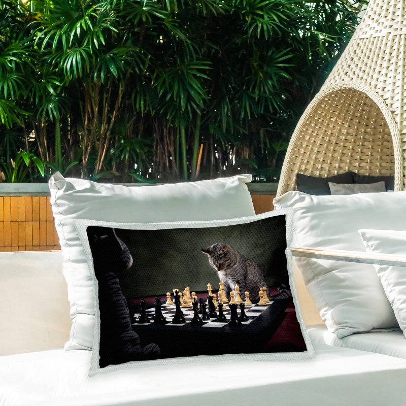 Polyester Lumbar Rectangular Indoor/Outdoor Pillow Cover & Insert