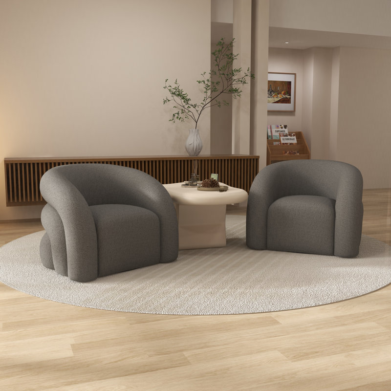 Fauteuil demi-tonneau rembourré et pivotant, Gris
