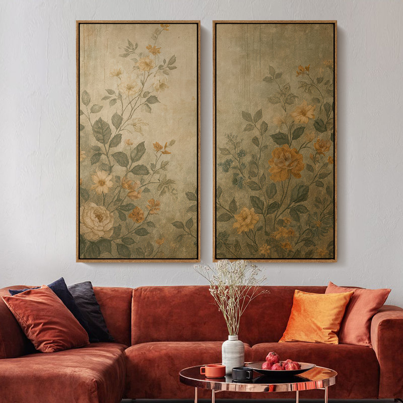 Ensemble de 2 reproductions d'art encadrées sur toile 60 "x 20" x 2 pièces, H 60 po x l 30 po, Naturel