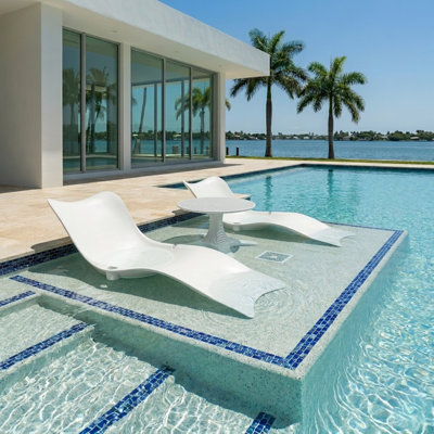 Panama Jack Set Of 2 Wave In-pool Chaise Lounger With End Table