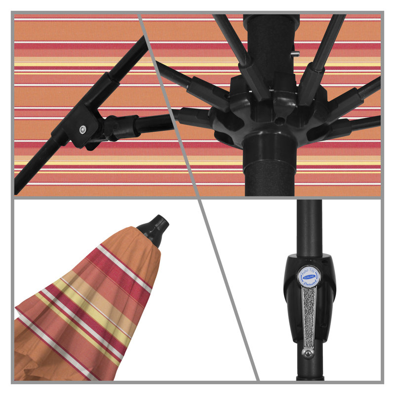 Parasol de marché 7,5 pi Gino, H 94 po x l 86,3 po x P 86,3 po, Sunbrella® mangue rayé Dolce