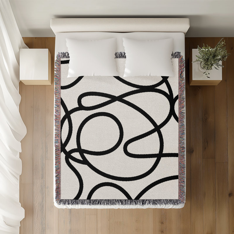 Jeté en coton Doodles, 50 x 70, Émeraude