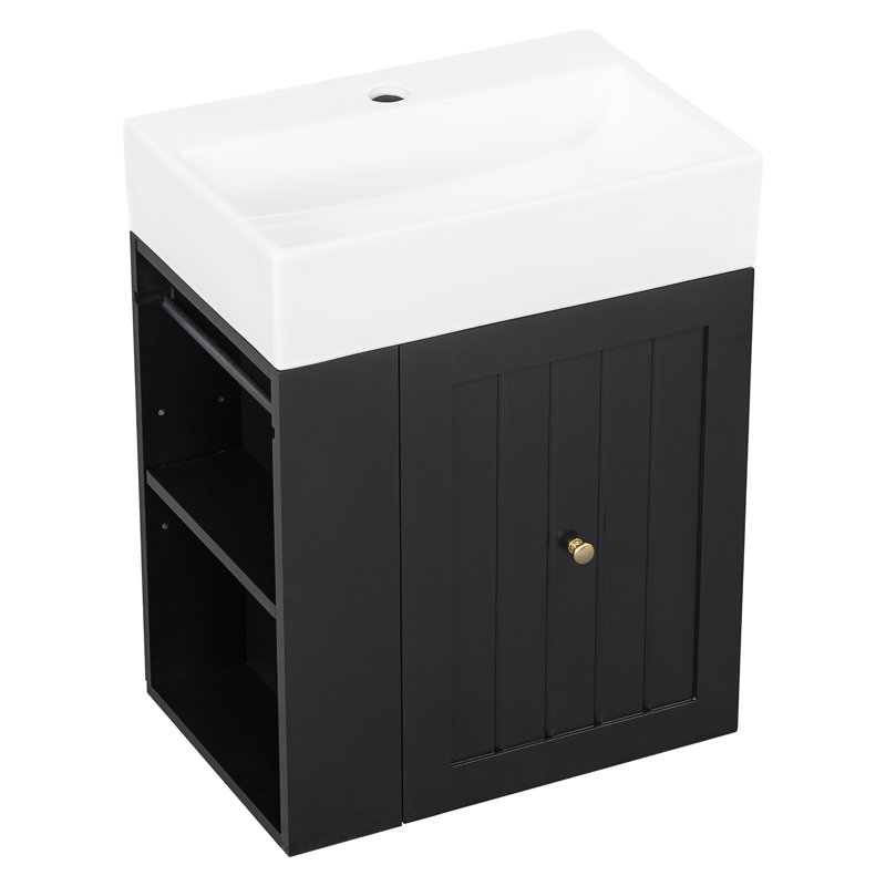 20-Inch Bathroom Vanity With Ceramic Sink, Black