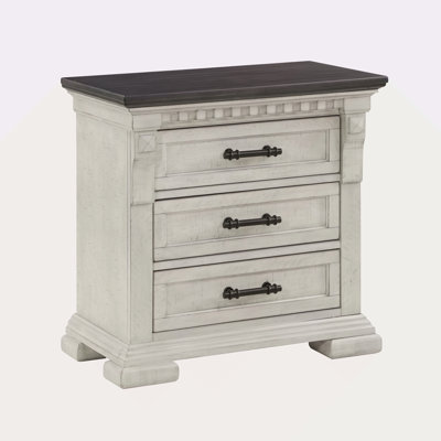 Table de chevet 3 tiroirs style transitionnel en bois