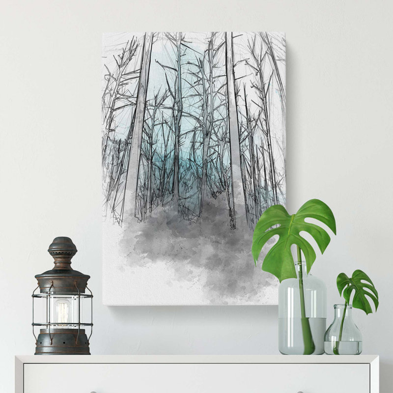 Misty Forest Abstract Art - Wrapped Canvas, 50cm H x 35cm W x 3cm D