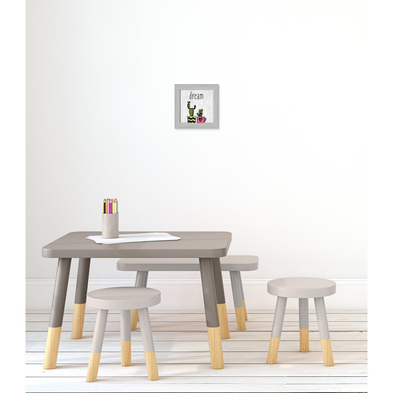 «Cacti A», art encadré, H 8 po x l 8 po x P 0,6 po, Encadré plat argent