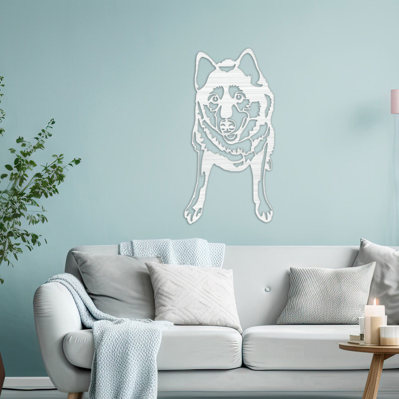 Art mural abstrait d'un chien - ACM, Noir, H 32 po x l 16,4 po x P 0,25 po