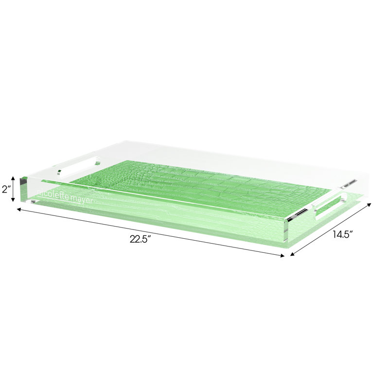 Crocodile Acrylic Rectangle Decorative Tray, 22.5"W x 14.5"D x 2"H, Green