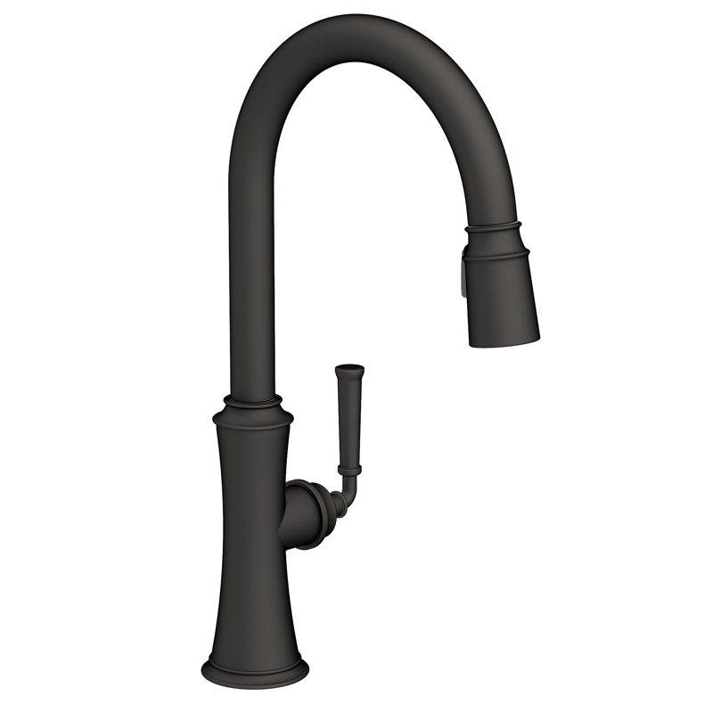 Stripling Single Handle Pull Down Kitchen Faucet, Flat Black