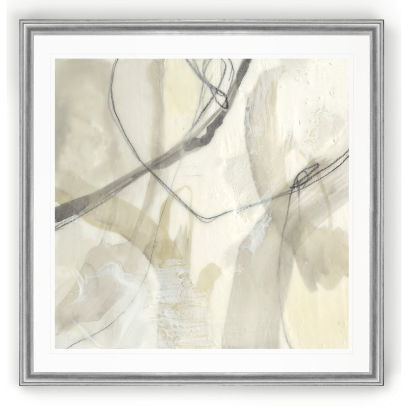« flowing neutrals i », reproduction d’art sur toile, H 26,5 po x l 26,5 po x P 1,5 po, Cadre argenté