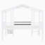 Lit mezzanine de style maison avec échelle, glissoire, tableau noir et bandes lumineuses sur le toit-129345153