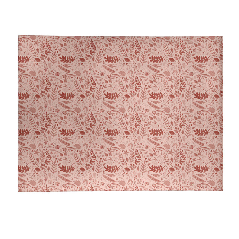 Tapis de zone rouge floral fait main, Rectangle 9 pi x 12 pi