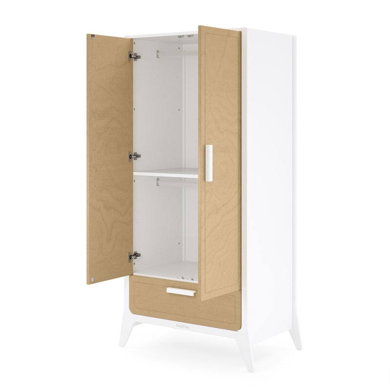 2 Door Wardrobe, White/Natural