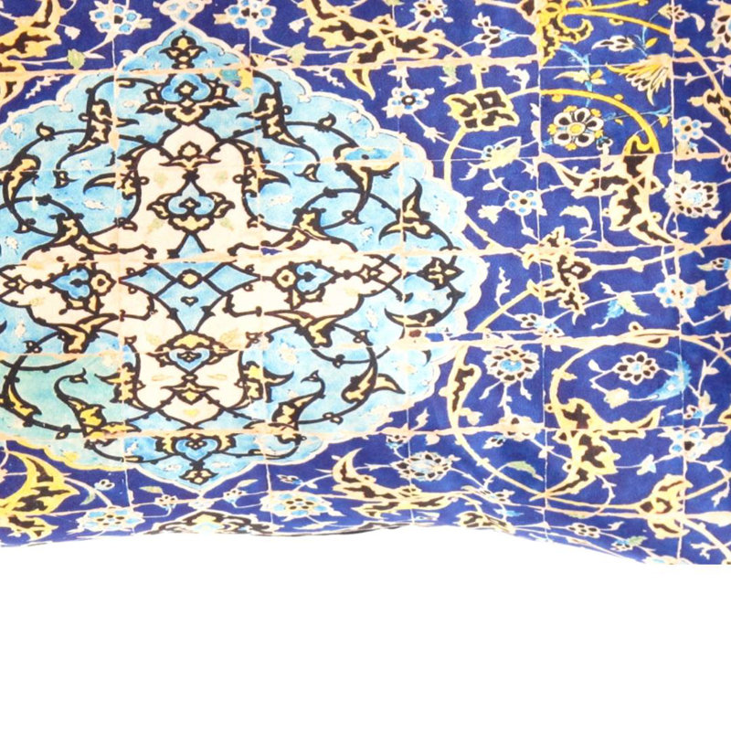 Persian Velvet Pillow 16'' X 24'', 16"H x 24"W, Rectangular, Navy Blue/Malibu/Yellow/Red