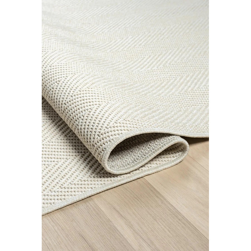Tapis d'appoint texturé crème tissé à plat en polypropylène tissé à la machine, Accent — 3'3" x 4'11"