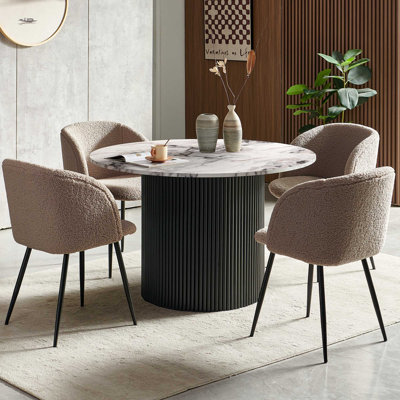 Round Table With Set Of Four Barrel Chairs