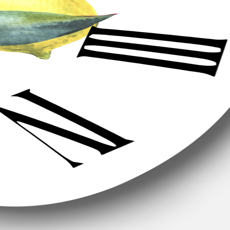 Branche de citrons jaunes et de feuilles I - horloge murale tropicale, Grand