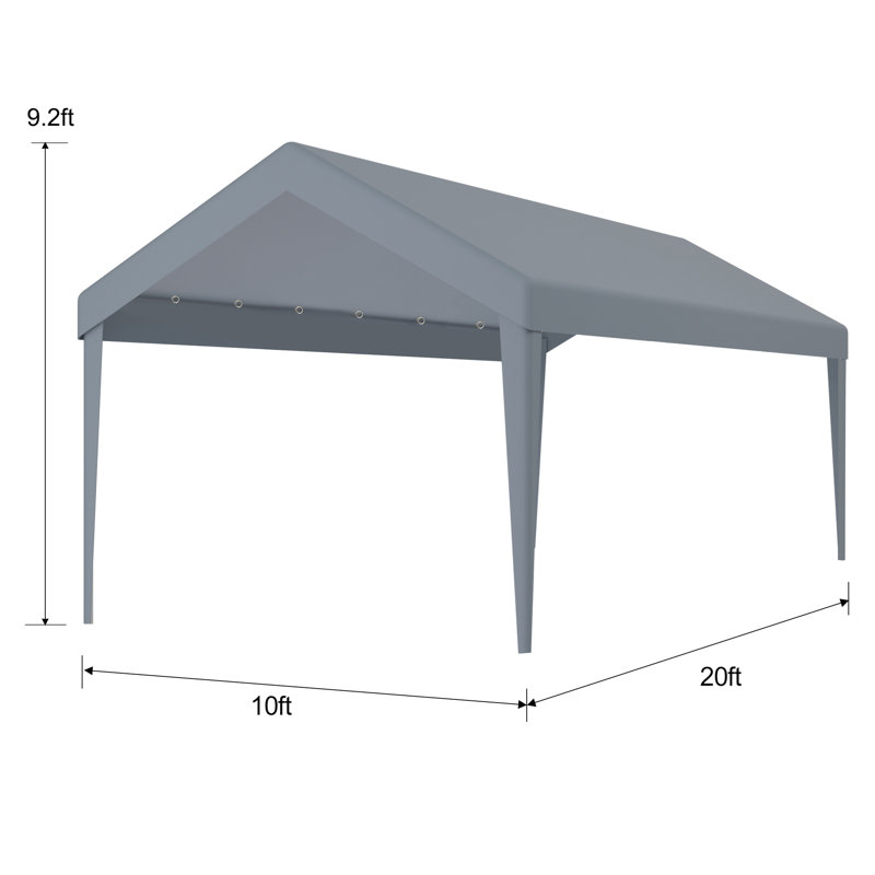 Auvent de remplacement pour abri de garage 10 x 20 pi, imperméable et protégé avec 72 boucles élastiques. Polypropylène gris pour l'abri d'auto. Bâche facile à installer, facile à assembler et à ranger