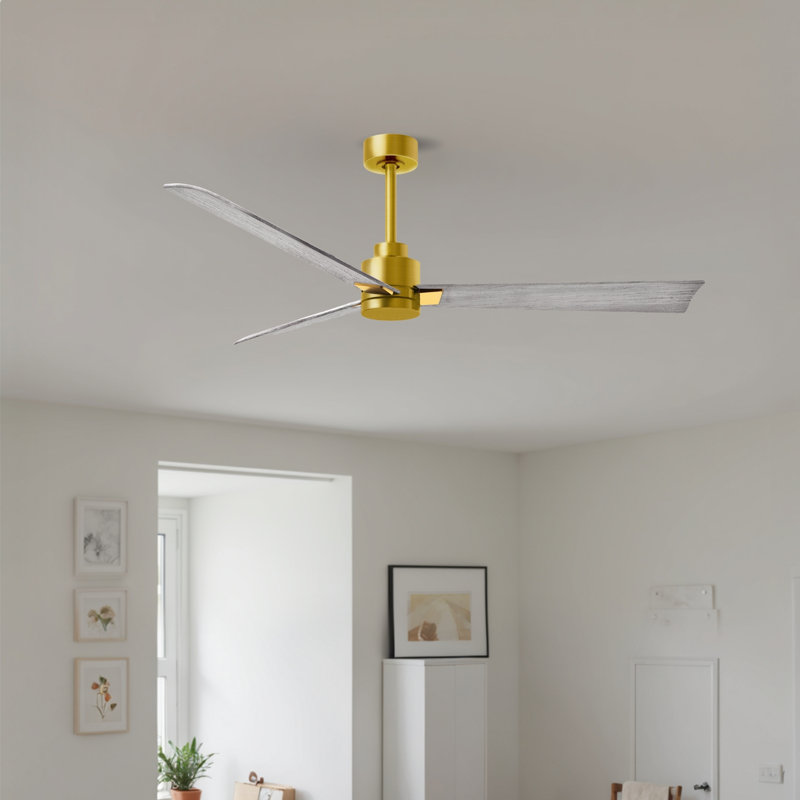 Ventilateur de plafond Alessandra, Ton de bois de grange, Laiton brossé