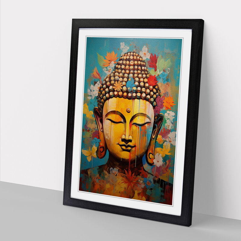 Buddha Expressionism Art - Framed Print, Black, 64cm H x 46cm W x 2cm D