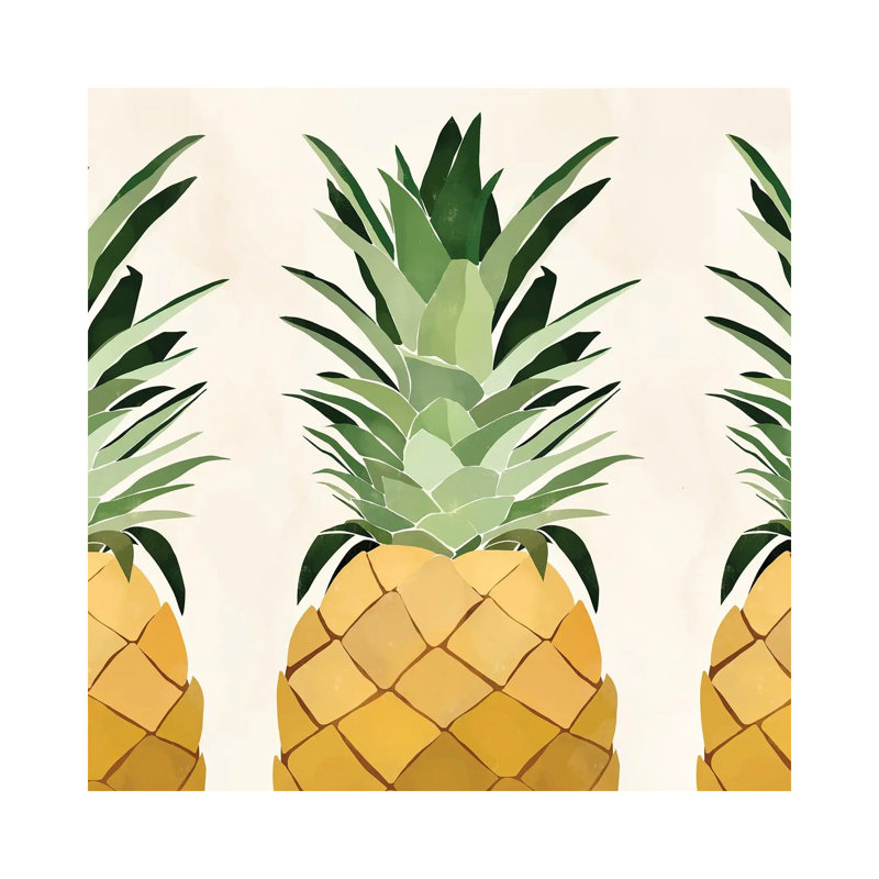 Reproduction d’art graphique, "Pineapple trio" par Bria Nicole, H 26 po x l 26 po x P 1,5 po, Toile tendue, Pas de tapis