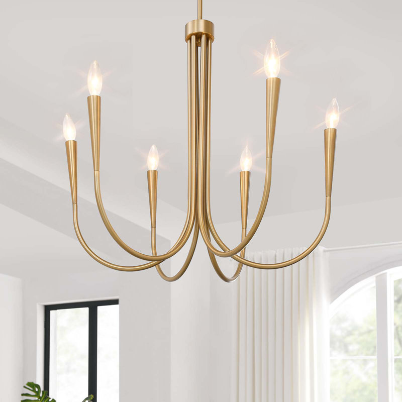 Modway Penrose 6-Light Chandelier, Satin Brass