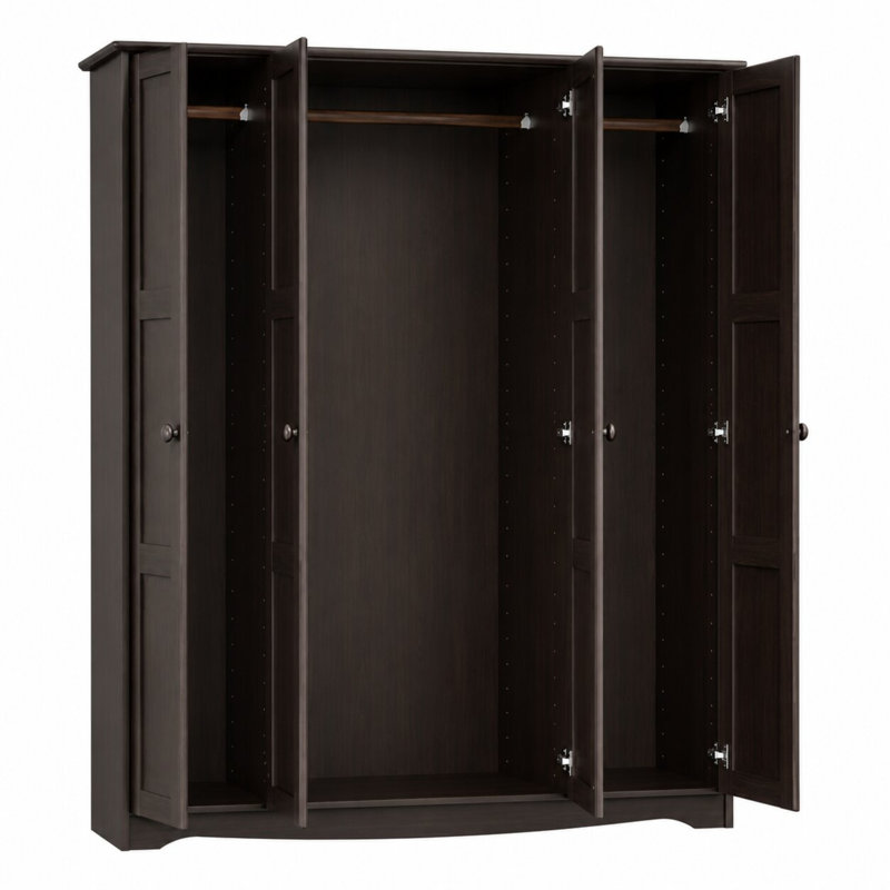 Armoire-penderie 100% bois Arieyana, Café