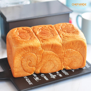 CHEFMADE Commercial Pullman Loaf Pan with Lid, 2.2lb Dough Capacity Non-Stick Rectangle Corrugated Toast Box for Oven Baking 4.8 x 12.8x 4.7 CHEFMA