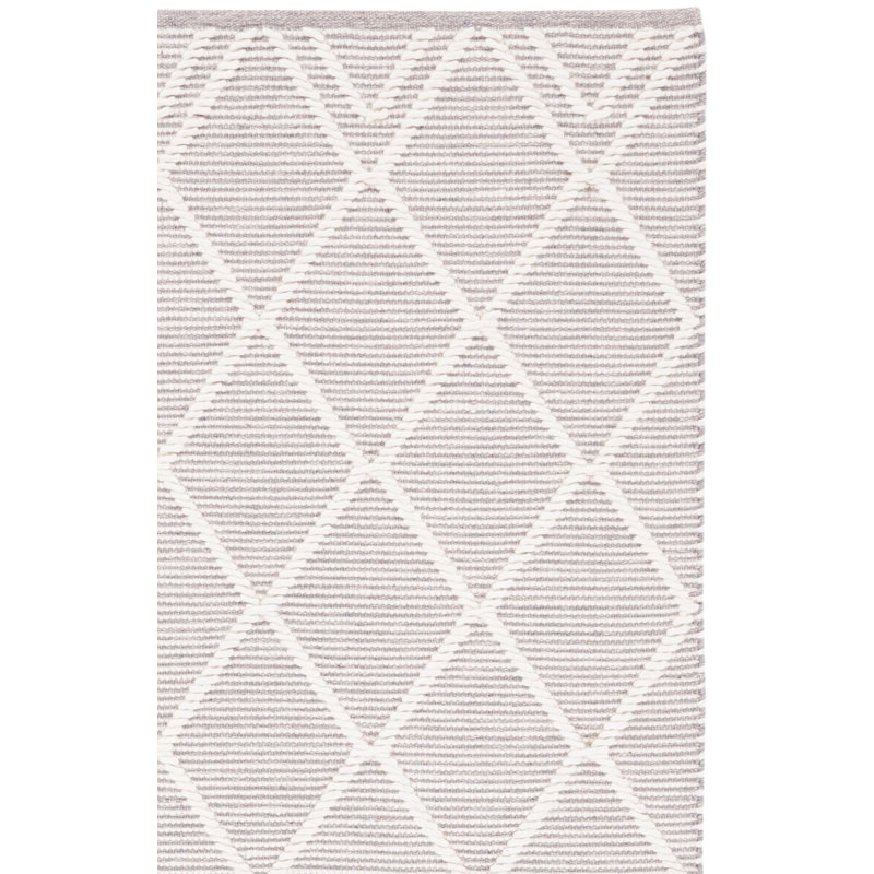 Tapis gris / ivoire en laine et coton tissé à la main Jacques, Carré 6 pi